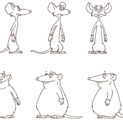 Character-Design Löwenzahn-Mäuse